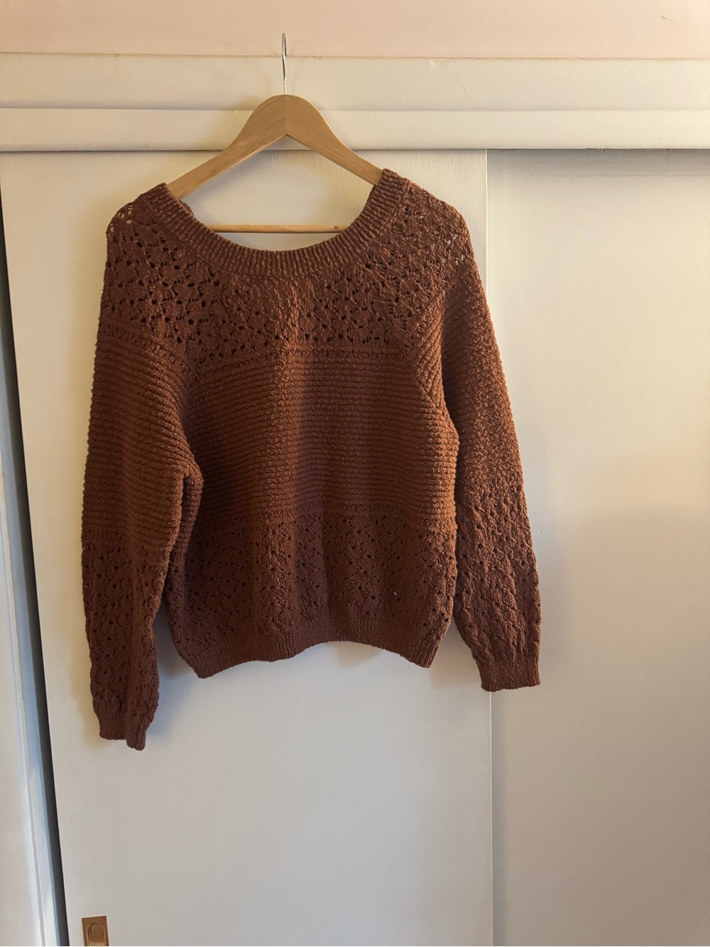 Cake Openwork Textured Crewneck Sweater - Rust Brown